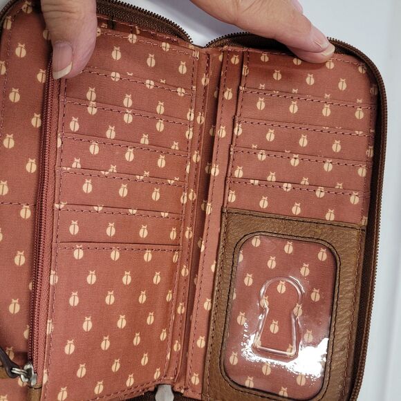 Fossil Key-Per  Poppy Floral Wallet Cred Cards Checkbook Zip Silver Logo NWOT - Picture 6 of 9